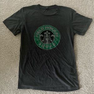 Anvil small dark gray tee shirt Field Hockey Squad on front